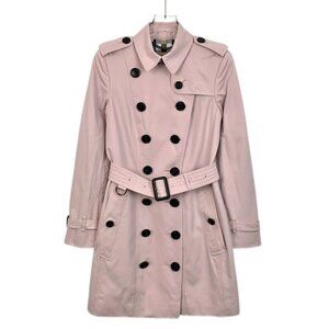Burberry Womens XS Light Purple Cotton Double-Breasted Trench Coat With Belt & C